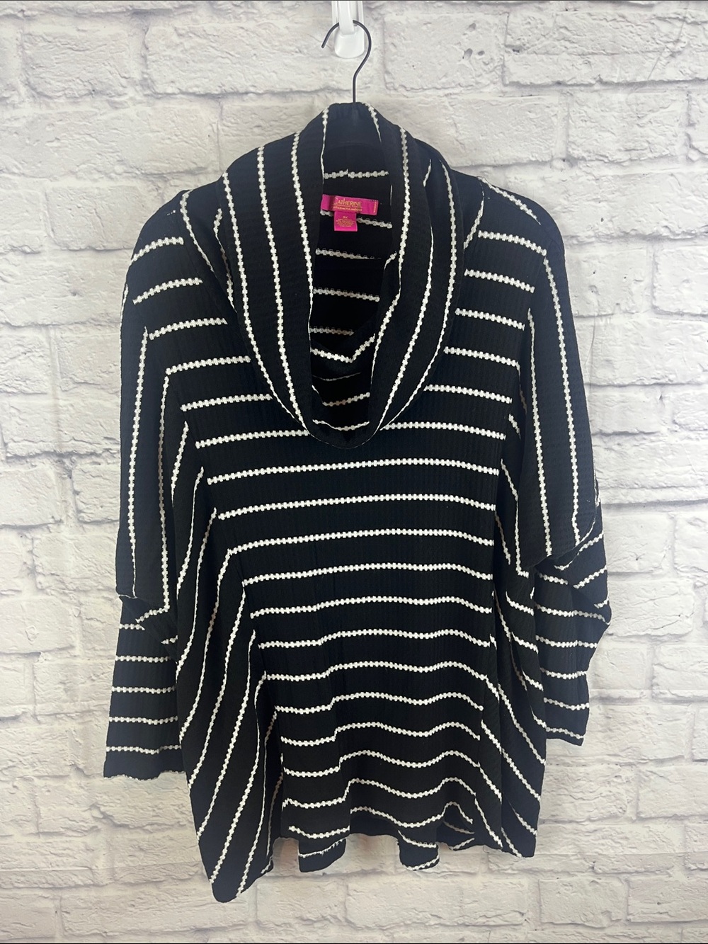 Catherine Malandrino Coastal Cozy Waffle Knit Striped Tunic Sweater 3X